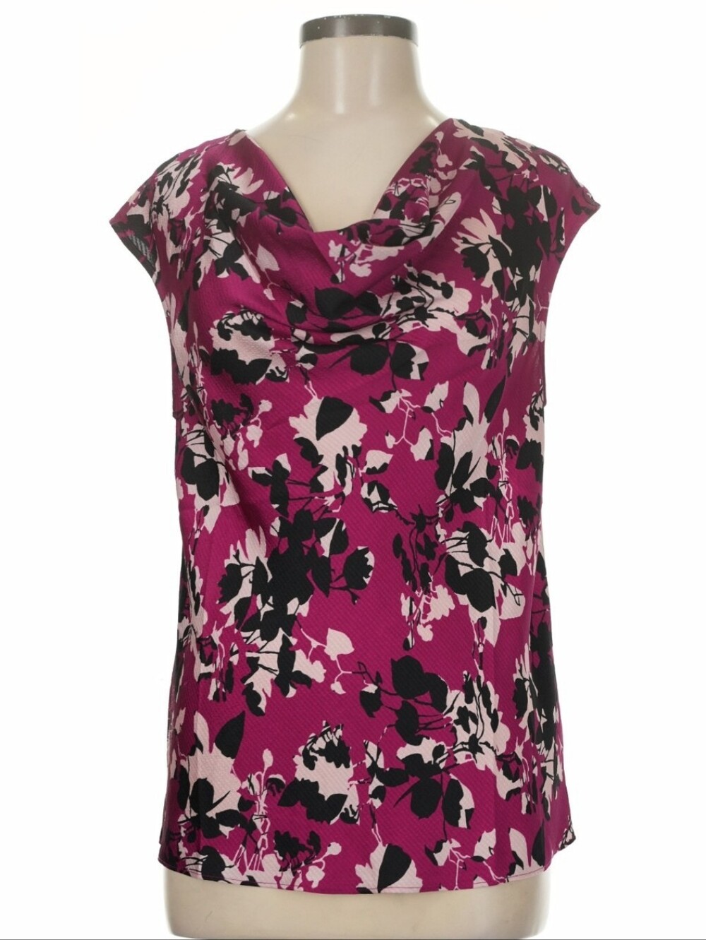 Talbots Fuchsia Floral Cowl-Neck Top Size Medium